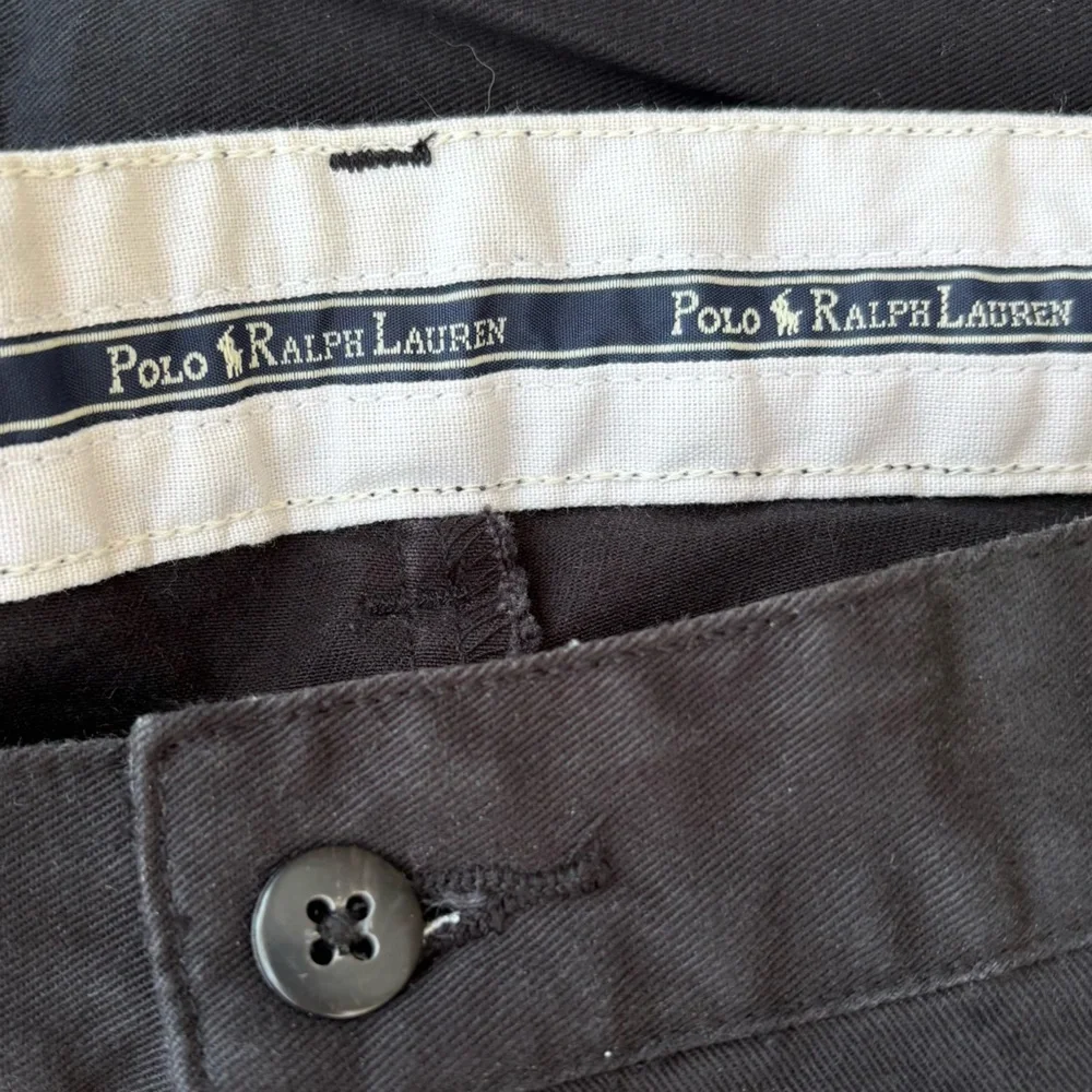 RALPH LAUREN POLO CHINO—Vintage—Men’s 34 x 32—Black—High-Rise—Pleats, Cuffs - Picture 7 of 9